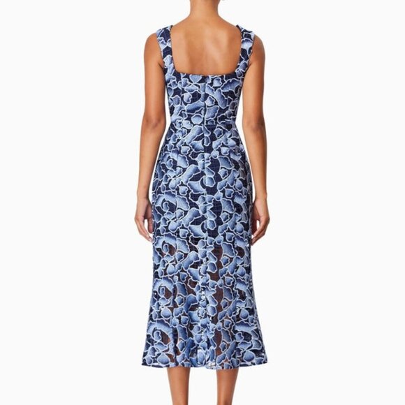 318$ ELLIAT Square Neck A Line Cocktail Midi Dress Sleeveless Size M Navy Blue - Picture 2 of 5